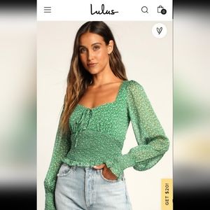 Green floral top